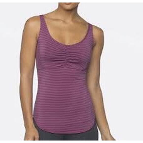 Prana Purple Brown Dreamcatcher Strappy Yoga Workout Stripe Tank Top Size Large - Picture 2 of 10